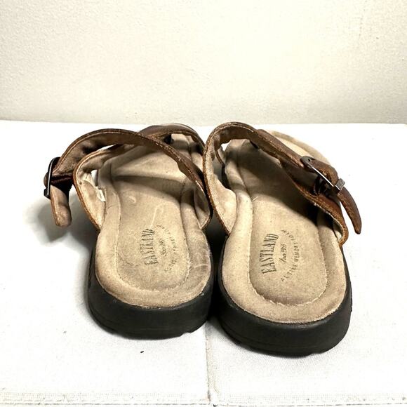Eastland Tahati II Leather Slip On Open Toe Sandals Brown Womens 11 - Picture 4 of 10